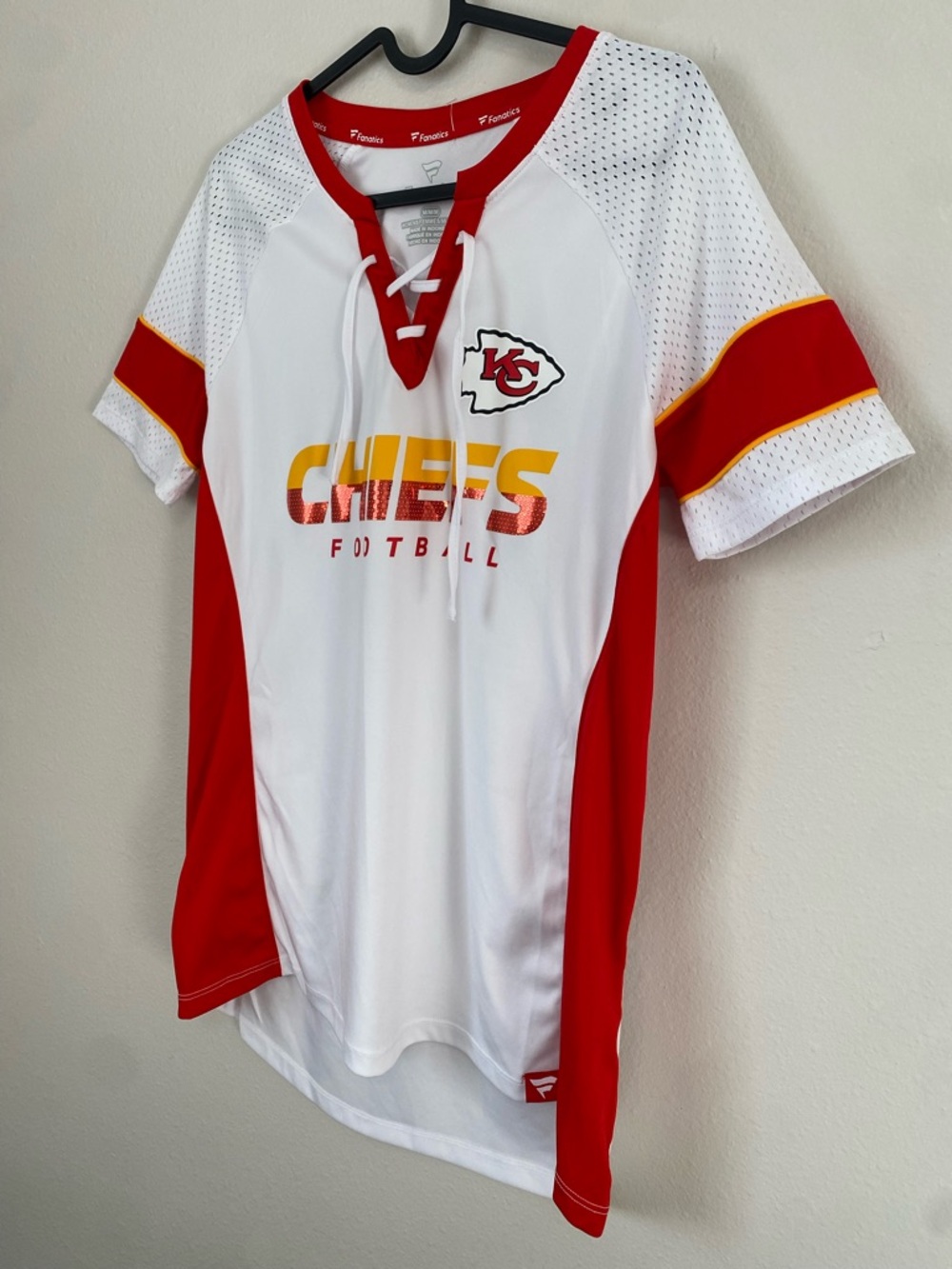 EUC Kansas City Chiefs Lace-Up Football Jersey Team Top Fanatics